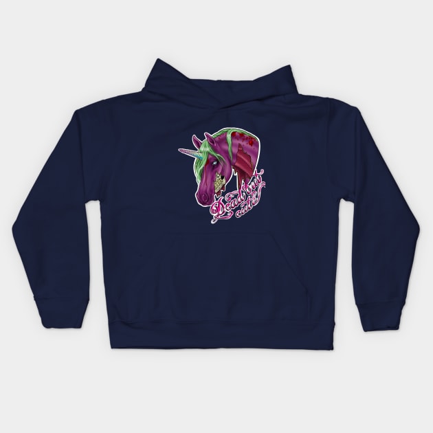 Zombie Unicorn Kids Hoodie by Huldra Tattoo